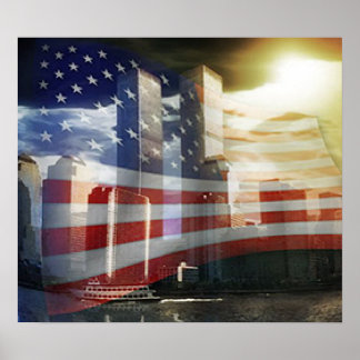 World Trade Center mit Flaggenplakat Poster