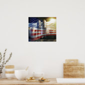 World Trade Center mit Flaggenplakat Poster (Küche)
