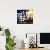 World Trade Center mit Flaggenplakat Poster (Heimbüro)