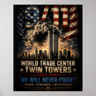 World Trade Center Niemals Vergessen Patriotisch Poster