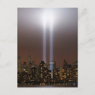 World Trade Center Tribut im Licht in New York. Postkarte