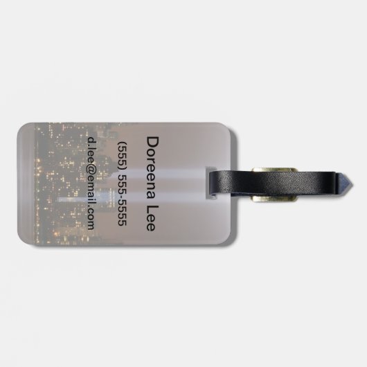 World Trade Centertribut im Licht in New York. Gepäckanhänger (Rückseite horizontal)