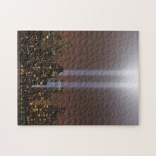 World Trade Centertribut im Licht in New York. Puzzle (Horizontal)