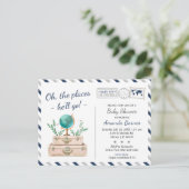 World Travel Adventure Baby Boy Dusche Postkarte (Stehend Vorderseite)