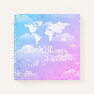 World Travel Adventures Sky Blue Clouds Notizblock