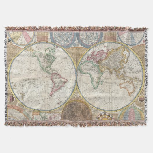 World Travel Map Antique Vintag Decke (Vorderseite)