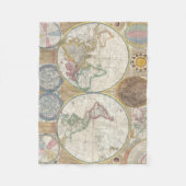 World Travel Map Antique Vintag Fleecedecke (Vorderseite)