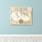 World Travel Map Antique Vintag Leinwanddruck (Insitu (Holzboden))