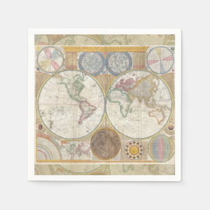 World Travel Map Antique Vintag Serviette