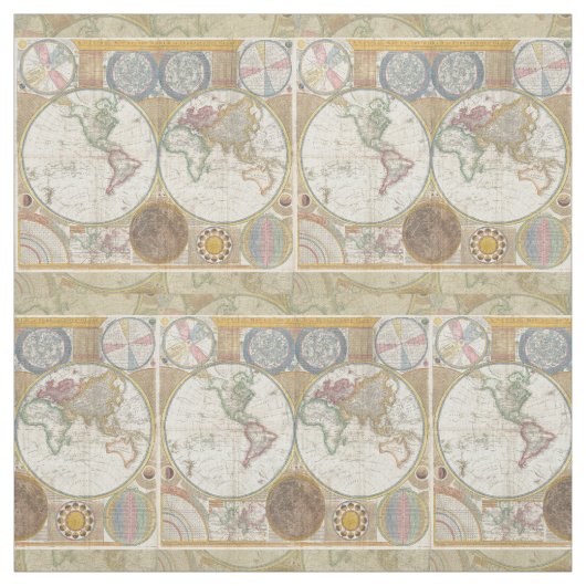 World Travel Map Antique Vintag Stoff (Muster)