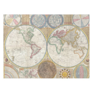 World Travel Map Antique Vintag Tischdecke