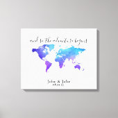 World Travel Map Wedding Guest Book Leinwand (Vorderseite)