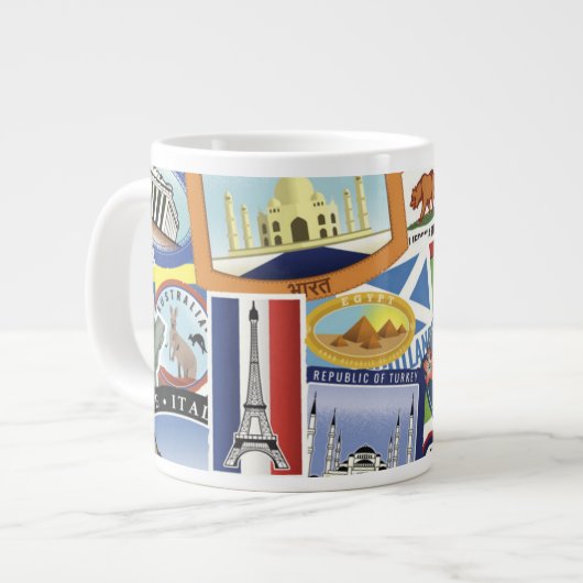 World Travel Pattern Jumbo-Tasse (Vorderseite Links)