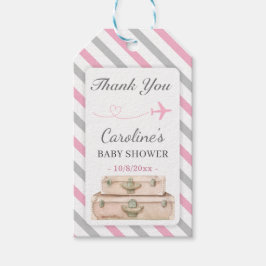 World Travel Pink Baby Girl Dusche Sprinkle Gefall Geschenkanhänger