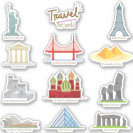 World Travel Sehenswürdigkeiten & Monuments Bildun Aufkleber