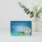 World Travel Snow Globe Bar Bat Mitzvah Empfang Begleitkarte (Stehend Vorderseite)