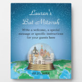 World Travel Snow Globe Bar Bat Mitzvah Fotoplatte (Vorderseite)