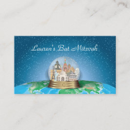 World Travel Snow Globe Bar Bat Mitzvah Platzkarte