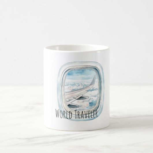 World Travel Window Airplane Kaffeetasse (Mittel)