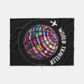 World Traveler Map, World Flags Traveler, Countrie Fleecedecke (Vorderseite (Horizontal))