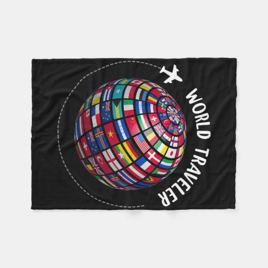World Traveler Map, World Flags Traveler, Countrie Fleecedecke (Vorderseite (Horizontal))