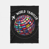 World Traveler Map, World Flags Traveler, Countrie Fleecedecke (Vorderseite)