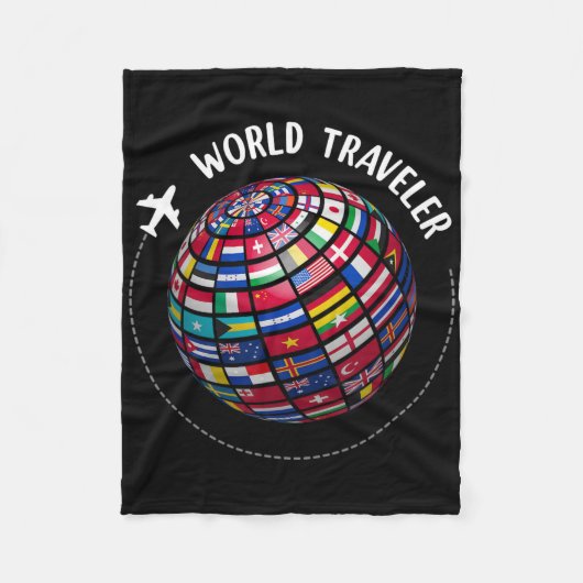 World Traveler Map, World Flags Traveler, Countrie Fleecedecke (Vorderseite)