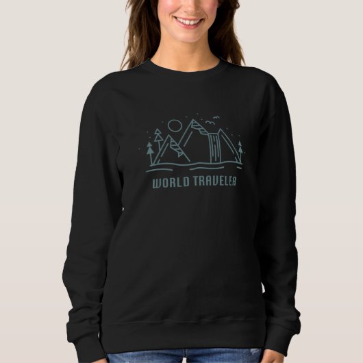World Traveler Minimalist Simple Traveling Mountai Sweatshirt (Vorderseite)