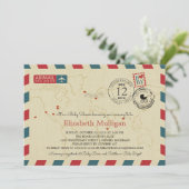 World Traveller Airmail | Babyparty Einladung (Stehend Vorderseite)