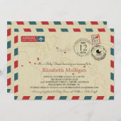 World Traveller Airmail | Babyparty Einladung (Vorne/Hinten)