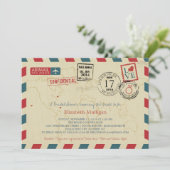 World Traveller Airmail | Brautparty Einladung (Stehend Vorderseite)