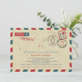 World Traveller Airmail | Brautparty Einladung (Stehend Vorderseite)