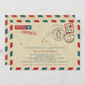 World Traveller Airmail | Brautparty Einladung (Vorne/Hinten)