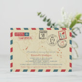 World Traveller Airmail | Brautparty Einladung (Stehend Vorderseite)