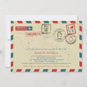 World Traveller Airmail Brautparty Einladung