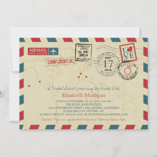 World Traveller Airmail   Brautparty Einladung
