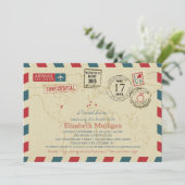 World Traveller Airmail | Brautparty Einladung (Stehend Vorderseite)