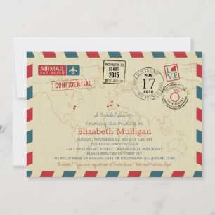 World Traveller Airmail Brautparty Einladung