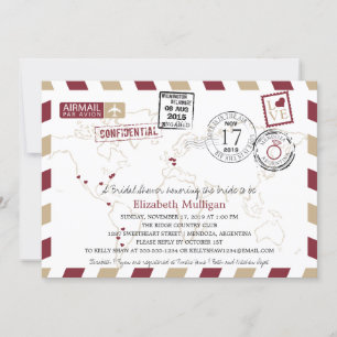 World Traveller Airmail   Brautparty Einladung