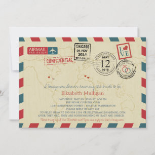 World Traveller Airmail   Brautparty Einladung