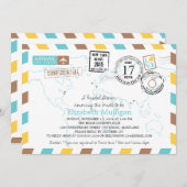 World Traveller Airmail | Brautparty Einladung (Vorne/Hinten)