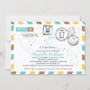 World Traveller Airmail   Brautparty Einladung