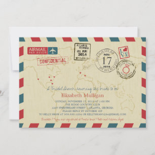 World Traveller Airmail   Brautparty Einladung