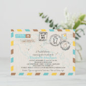 World Traveller Airmail | Brautparty Einladung (Stehend Vorderseite)