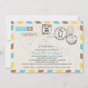 World Traveller Airmail Brautparty Einladung