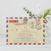 World Traveller Airmail | Brautparty Einladung (Stehend Vorderseite)
