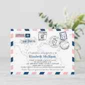 World Traveller Airmail | Brautparty Einladung (Stehend Vorderseite)