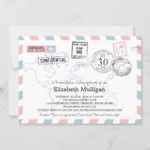 World Traveller Airmail   Brautparty Einladung
