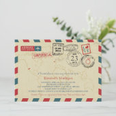 World Traveller Airmail | New York Brautparty Einladung (Stehend Vorderseite)