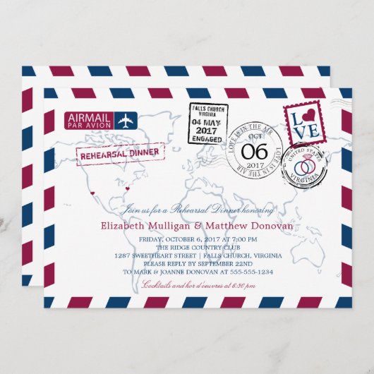 World Traveller Airmail | Probe Einladung (Vorne/Hinten)